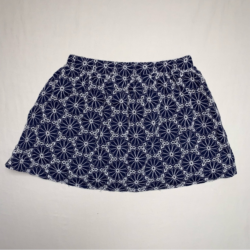 🆕 Floral Skirt Girl’s XS 4-5 Flare circle skirt Navy Preppy Fall School Beachy